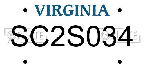 SC2S034 Virginia License Plate