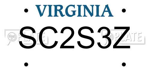 SC2S3Z Virginia License Plate