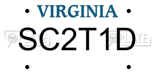SC2T1D Virginia License Plate
