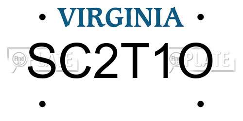 SC2T1O Virginia License Plate