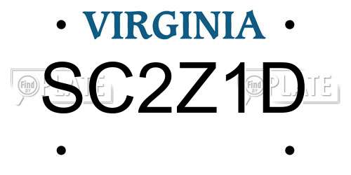 SC2Z1D Virginia License Plate