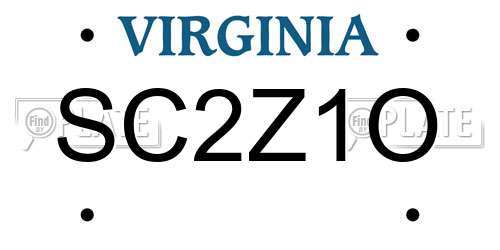 SC2Z1O Virginia License Plate