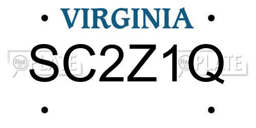 SC2Z1Q Virginia License Plate