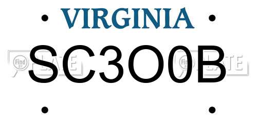 SC3O0B Virginia License Plate