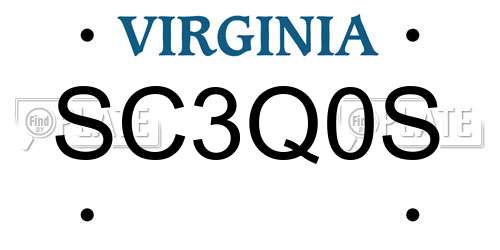 SC3Q0S Virginia License Plate