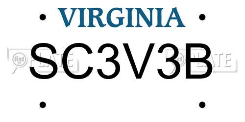 SC3V3B Virginia License Plate