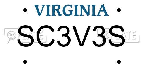SC3V3S Virginia License Plate