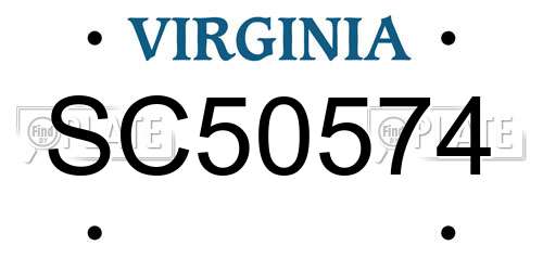 SC50574 Virginia License Plate
