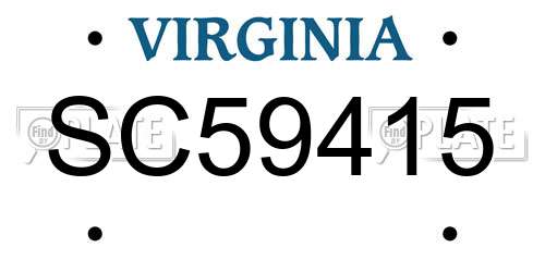 SC59415 Virginia License Plate