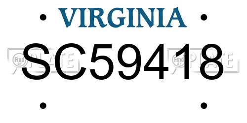 SC59418 Virginia License Plate