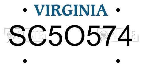 SC5O574 Virginia License Plate