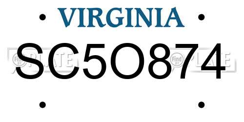 SC5O874 Virginia License Plate