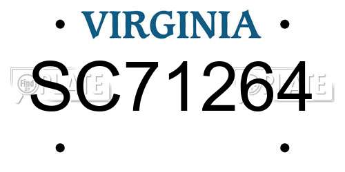 SC71264 Virginia License Plate