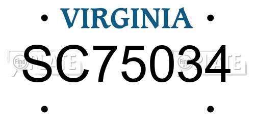 SC75034 Virginia License Plate
