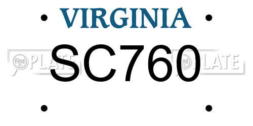 SC760 Virginia License Plate