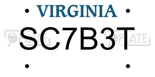 SC7B3T Virginia License Plate
