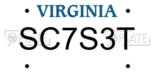 SC7S3T Virginia License Plate