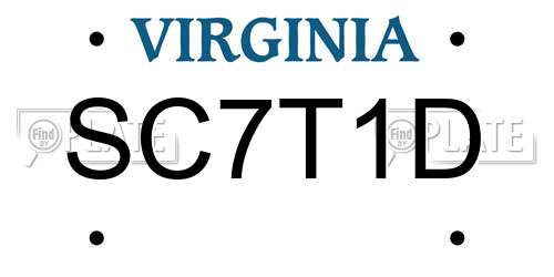 SC7T1D Virginia License Plate
