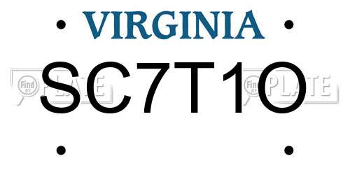 SC7T1O Virginia License Plate