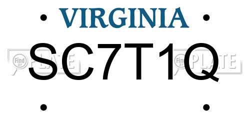 SC7T1Q Virginia License Plate