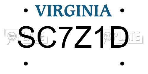 SC7Z1D Virginia License Plate