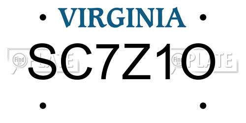 SC7Z1O Virginia License Plate