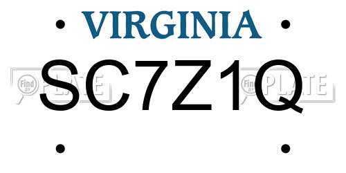 SC7Z1Q Virginia License Plate