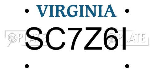 SC7Z6I Virginia License Plate