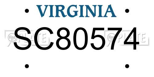 SC80574 Virginia License Plate