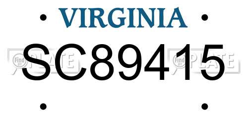 SC89415 Virginia License Plate