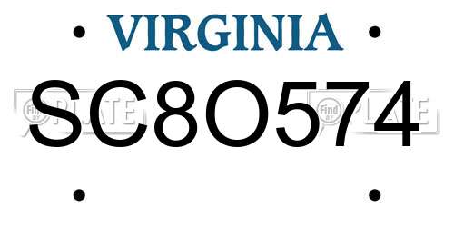 SC8O574 Virginia License Plate
