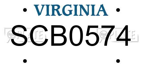 SCB0574 Virginia License Plate
