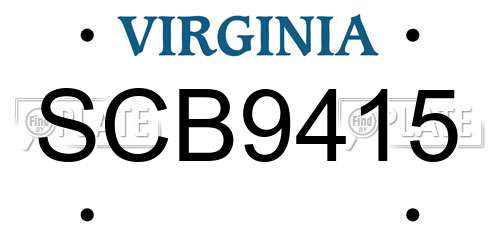 SCB9415 Virginia License Plate