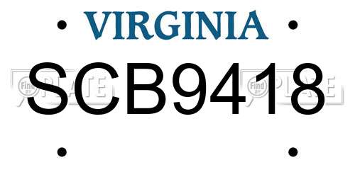 SCB9418 Virginia License Plate