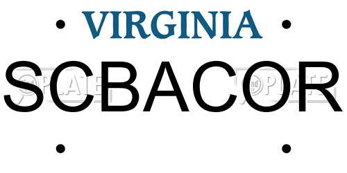 SCBACOR Virginia License Plate