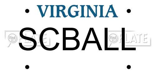 SCBALL Virginia License Plate