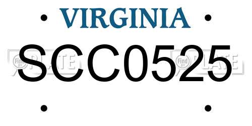 SCC0525 Virginia License Plate