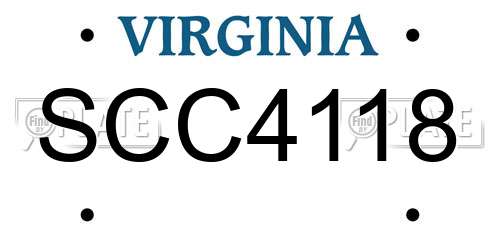 SCC4118 Virginia License Plate