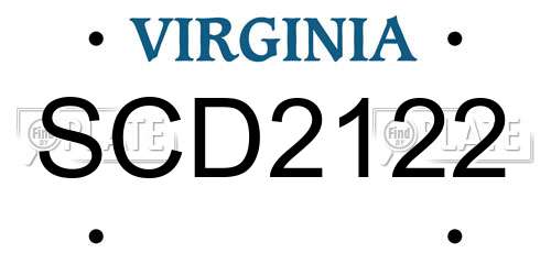 SCD2122 Virginia License Plate