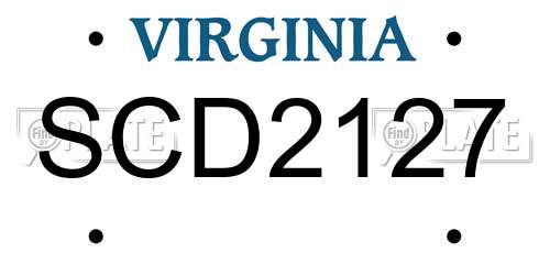 SCD2127 Virginia License Plate
