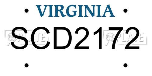 SCD2172 Virginia License Plate
