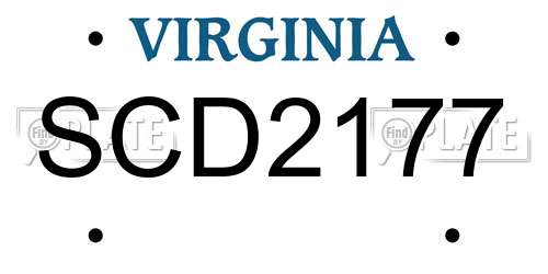 SCD2177 Virginia License Plate