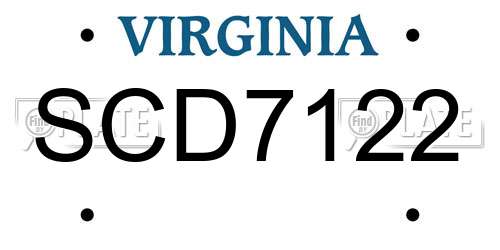 SCD7122 Virginia License Plate