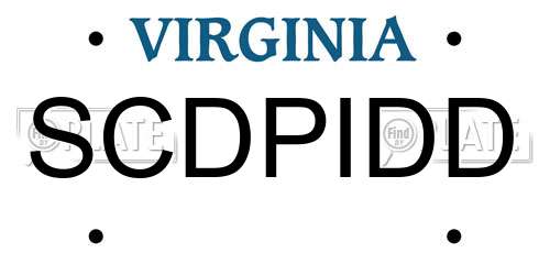 SCDPIDD Virginia License Plate