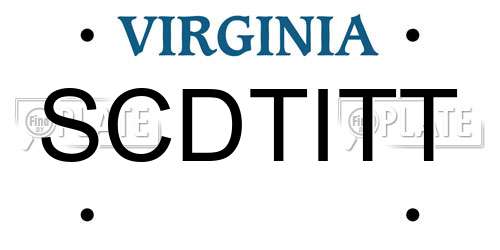 SCDTITT Virginia License Plate