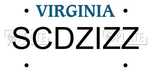 SCDZIZZ Virginia License Plate