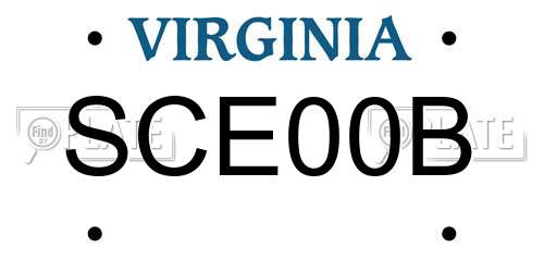 SCE00B Virginia License Plate