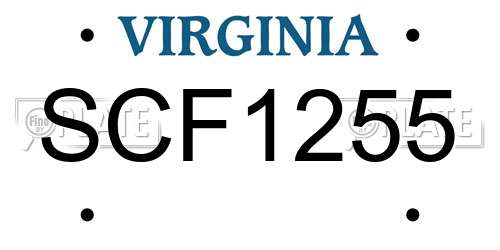 SCF1255 Virginia License Plate