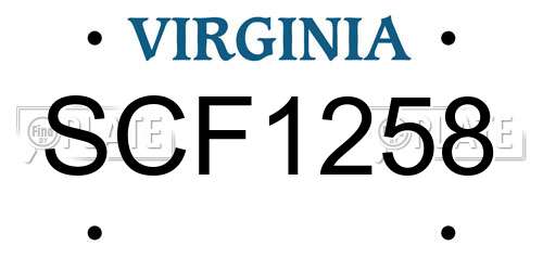 SCF1258 Virginia License Plate