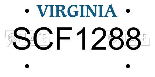 SCF1288 Virginia License Plate